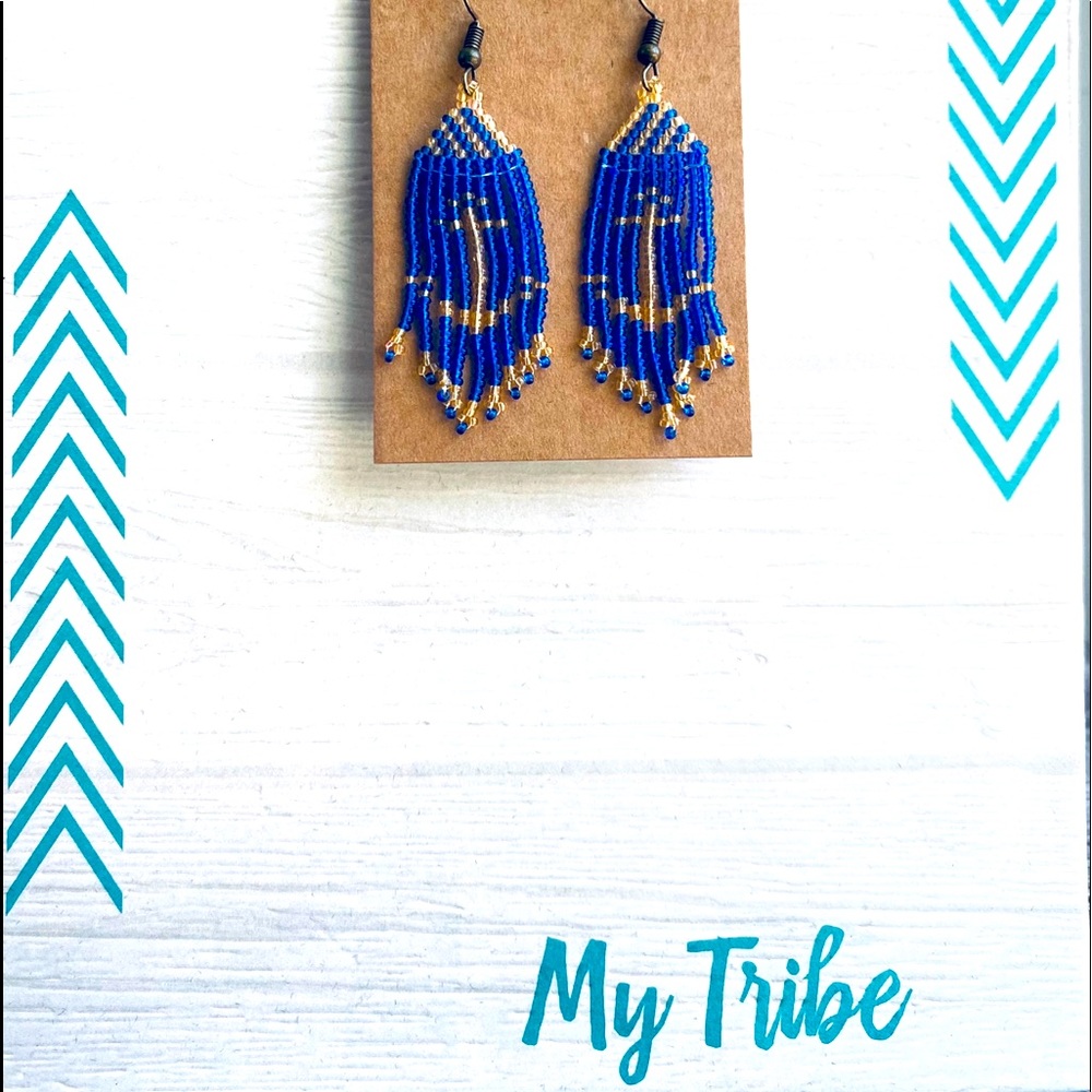 Artisan handmade beaded fringe earrings